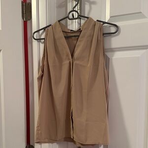 SHEIN Tan V-Neck Sleeveless Blouse